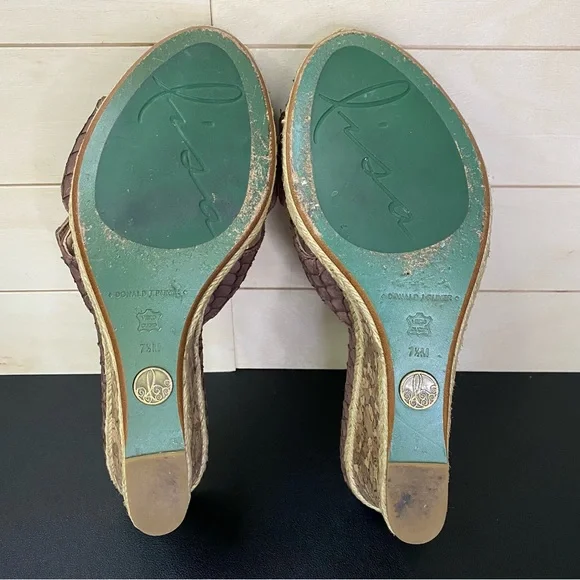 Donald Pliner Lisa Wedge Sandals Women's Size 7.5 Shoes Snakeskin Espadrille - Picture 9 of 11